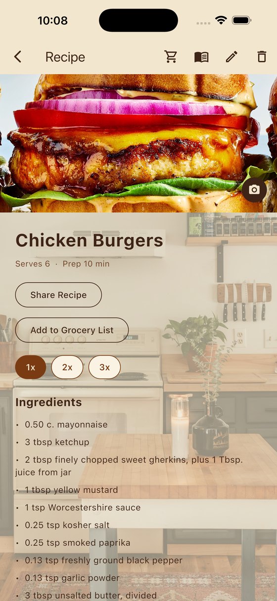 PieSafe recipe detail with scaling